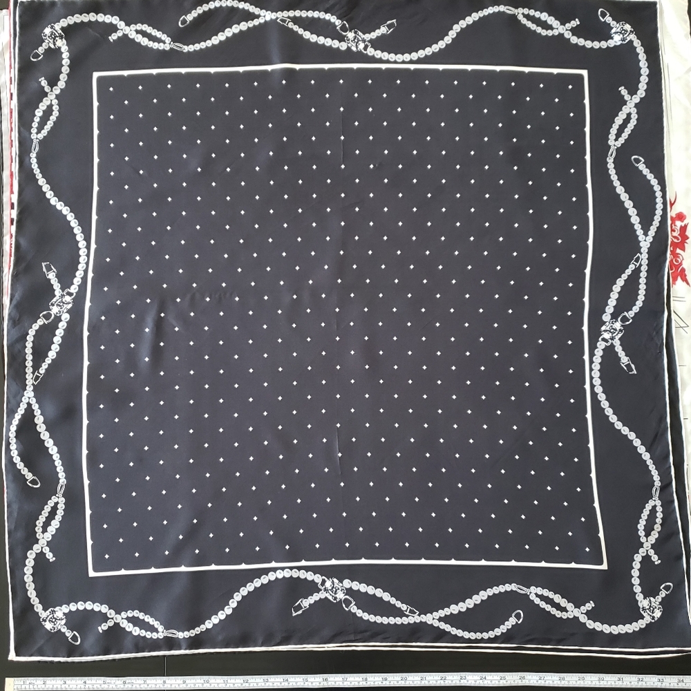 Black silk scarf chains and dots